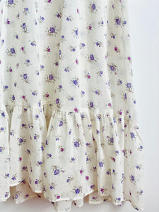 Vintage 1970s violet cotton floral dress