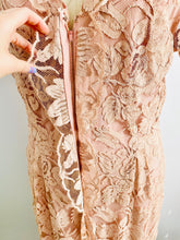 Load image into Gallery viewer, zipper on a vintage 1940s pink lace dress
