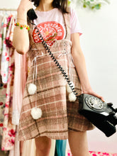 Load image into Gallery viewer, Vintage pink tweed pinafore dress w pom poms
