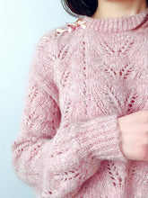 Load image into Gallery viewer, Dusty Pink Cozy Sweater w Silk Ribbon Bow
