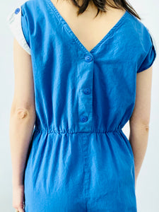 Vintage 1970s navy blue overalls cotton chore jumpsuit