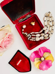 Antique jewelry box with pink velvet