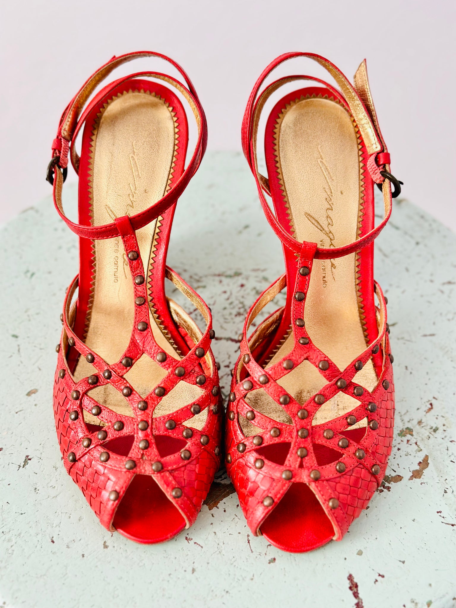 Vintage red Vince Camuto stud heels Dusty Daisy Vintage