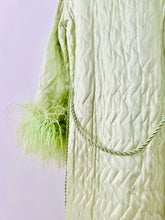 Load image into Gallery viewer, Vintage 1920s green boudoir robe w ostrich feathers
