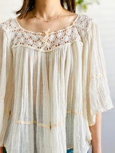 Load image into Gallery viewer, Vintage Cotton Lace Gauze Blouse with Flared Sleeves
