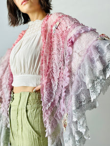 Vintage pastel ombré colors lace shawl