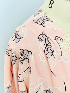 Vintage 1930s pink feather novelty print bed jacket
