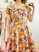 Load image into Gallery viewer, Vintage 1930s orange floral day dress
