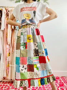 Vintage patchwork print skirt