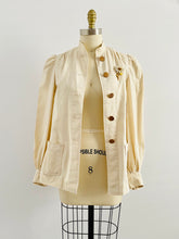 Load image into Gallery viewer, Vintage 1970s white linen jacket s balloon sleeves
