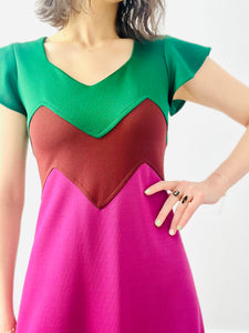Vintage 1970s CECI color-block gown