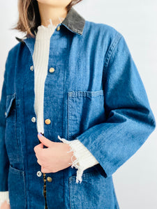 Vintage 1970s denim chore jacket w corduroy collar