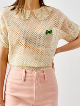 Load image into Gallery viewer, Vintage 1920s eyelet lace top with Peter Pan collar

