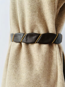 Vintage dark brown leather belt