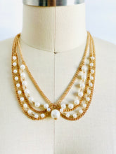 Load image into Gallery viewer, Vintage gold tone pearl necklace collar style choker
