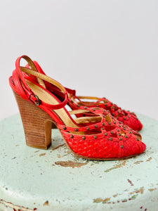 Vintage red Vince Camuto stud heels