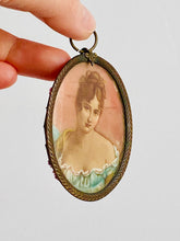Load image into Gallery viewer, Antique victorian lady portrait brass pendant
