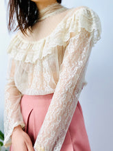 Load image into Gallery viewer, Vintage 1970s victorian style tulle lace blouse
