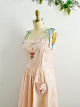 Load image into Gallery viewer, Vintage 1950s pastel pink cotton dress with embroidery
