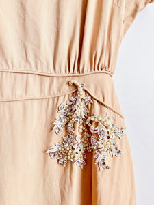Vintage 1940s rayon dress w rhinestone appliqués