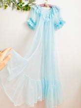 Load image into Gallery viewer, Vintage 1960s pastel blue peignoir lace lingerie
