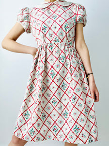 Vintage 1930s Rick Rack Floral Dress