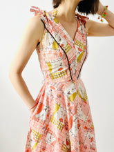 Load image into Gallery viewer, Vintage 1940s pink novelty print dress
