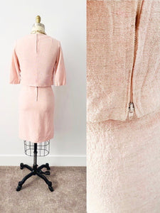 back side of a 1940s pink linen two piece set