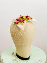 Load image into Gallery viewer, Vintage Rosebud Millinery Fascinator with Veil
