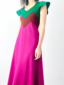 Vintage 1970s CECI color-block gown