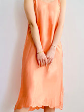 Load image into Gallery viewer, 1920s Peach Silk Lingerie Slip Scalloped Edge
