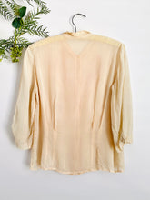 Load image into Gallery viewer, Vintage 1940s silk blouse with pink soutache trim

