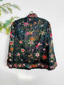 Vintage Chinese Floral Embroidered Jacket Colorful Statement Jacket