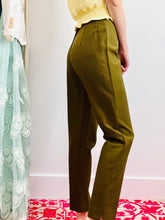 Load image into Gallery viewer, Vintage olive green textured trousers
