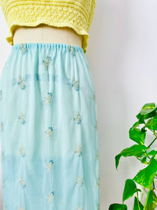 Vintage 1960s pastel blue embroidered skirt