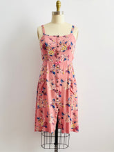 Load image into Gallery viewer, Vintage pastel pink rayon floral dress with ribbon bow
