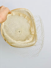 Load image into Gallery viewer, Vintage cream color fascinator with veil
