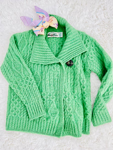 Vintage forest green wool sweater jacket