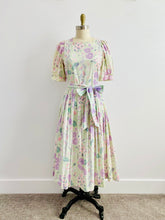 Load image into Gallery viewer, Vintage Floral Cotton Dress in Pastel Colors w Ribbon Bow
