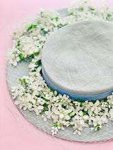 Load image into Gallery viewer, Vintage 1930s blue millinery hat with lilac blossom
