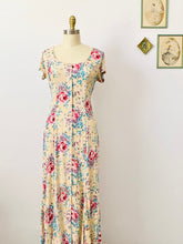 Load image into Gallery viewer, Vintage floral button down rayon dress
