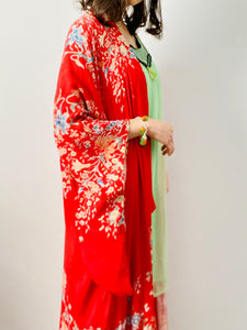 Vintage 1920s silk Japanese kimono traditional sleeves
