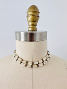 Vintage faux pearl rhinestone choker