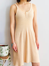 Load image into Gallery viewer, 1920s peach color wool slip dress on model
