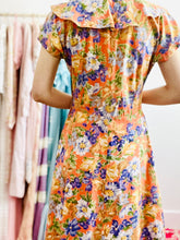 Load image into Gallery viewer, Vintage 1930s orange floral day dress
