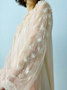 Vintage 1960s pink peignoir lingerie robe