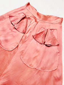 Vintage 1940s pink satin skirt