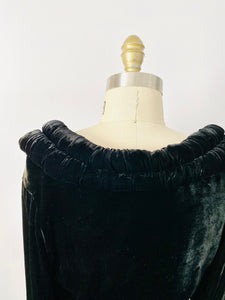 Vintage 1920s Art Deco black velvet coat with balloon sleeves
