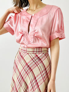 Vintage candy pink satin top
